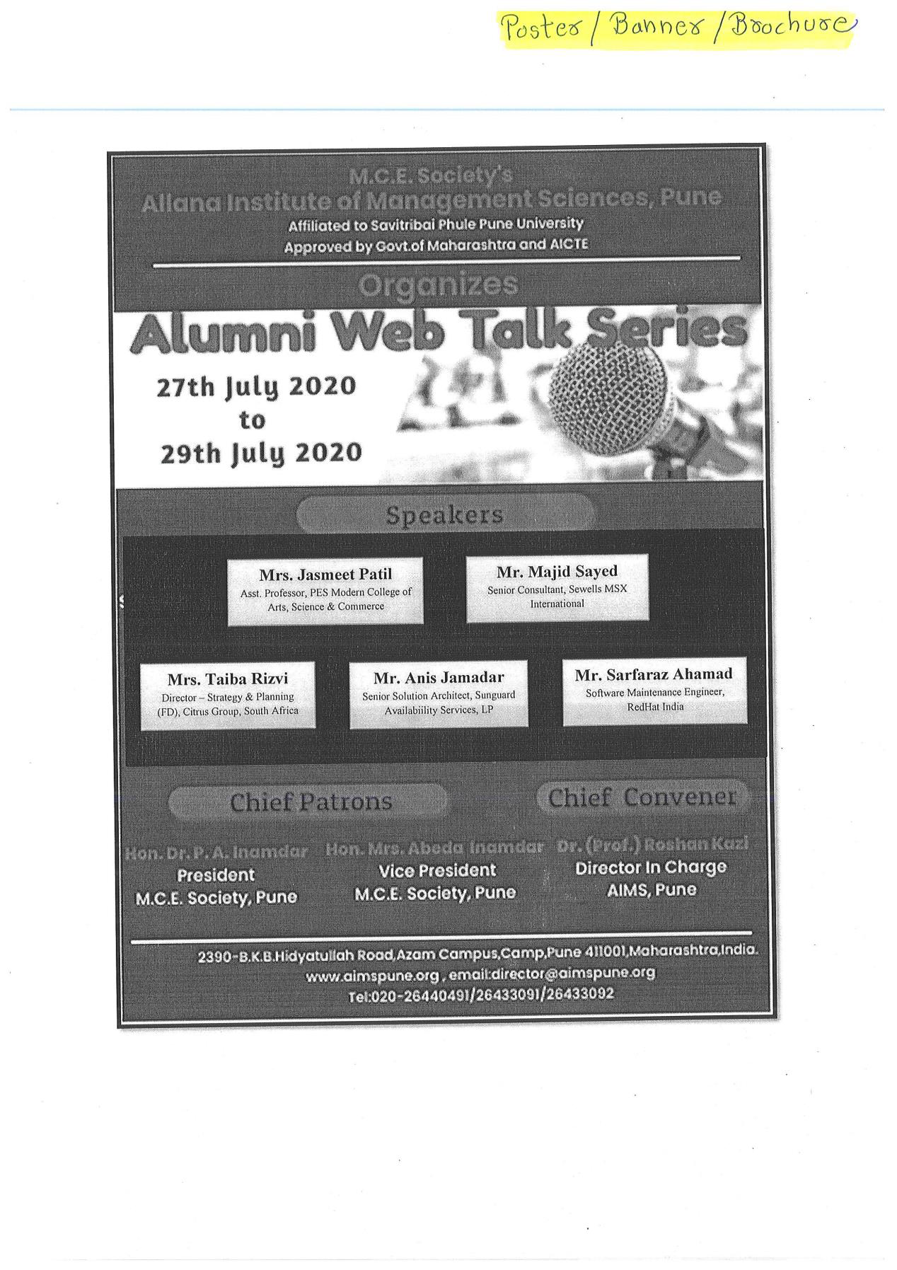 AIMS Alumni Talk Series 2020