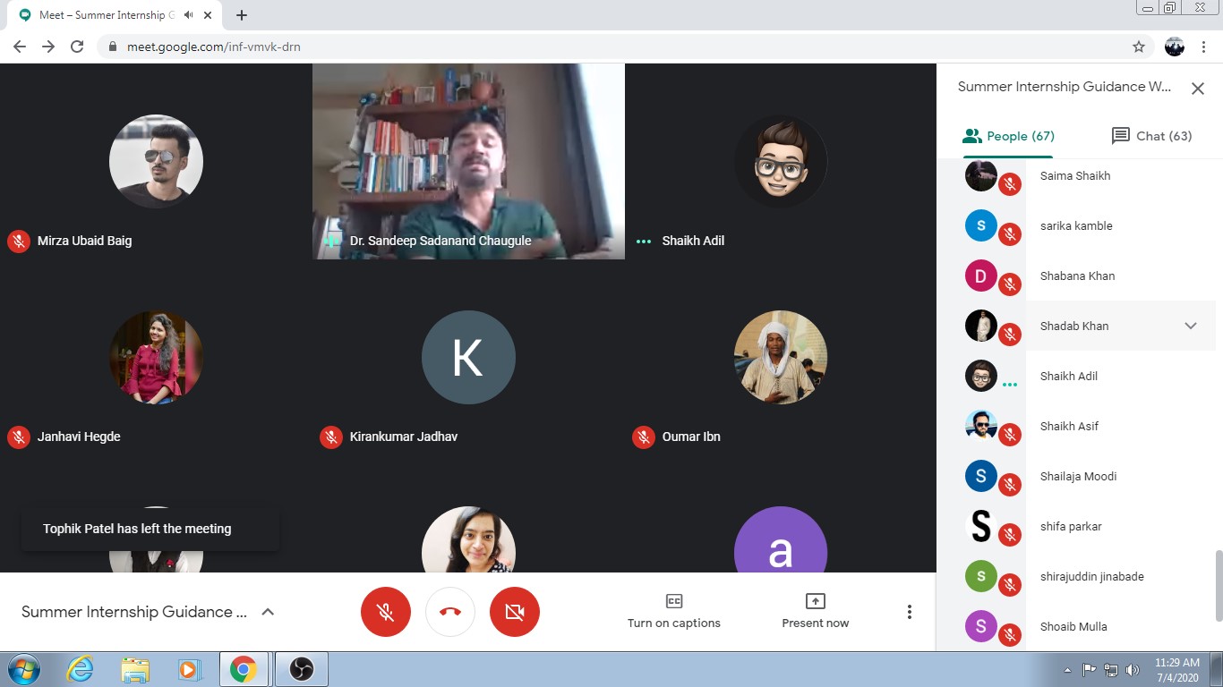 A Webinar on Summer Internship Guidance